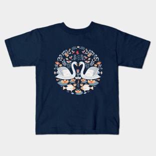 Swans and Flowers Kids T-Shirt